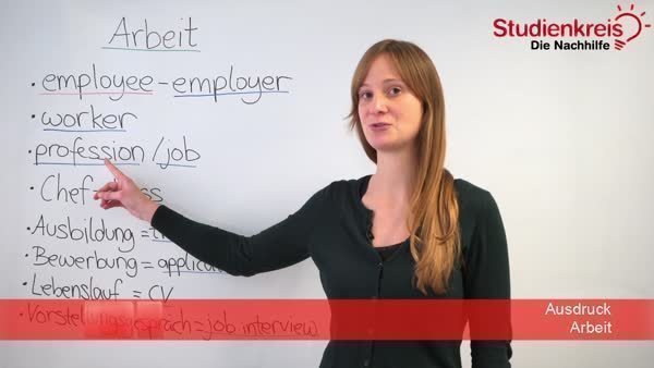 Arbeit, Beruf und Bewerbung - Vokabelliste