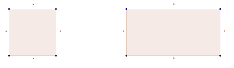 Quadrat (links) und Rechteck (rechts)